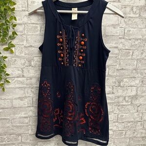 LACE cutout embroidered dress women’s‎ size medium navy and orange